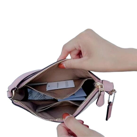 COACH STRIPE HEART LEATHER NOLITA 19 PURSE BAG IN COLORS: GOLD/CHALK VALENTINE - Picture 8 of 9